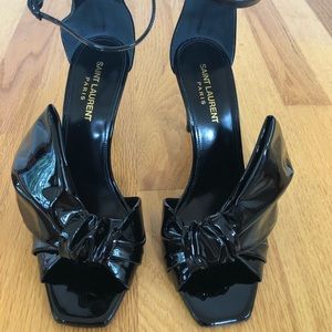 SAINT LAURENT Freja Black Patent-Lather Sandal